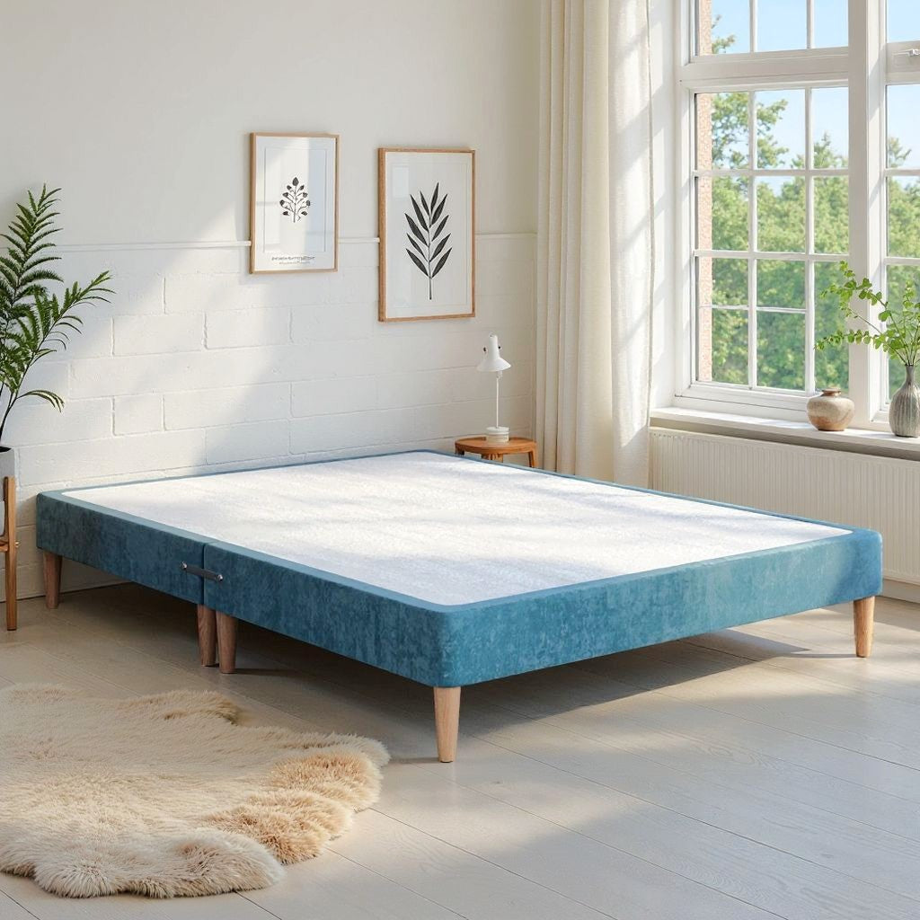Low Divan Bed Base on Wooden Legs