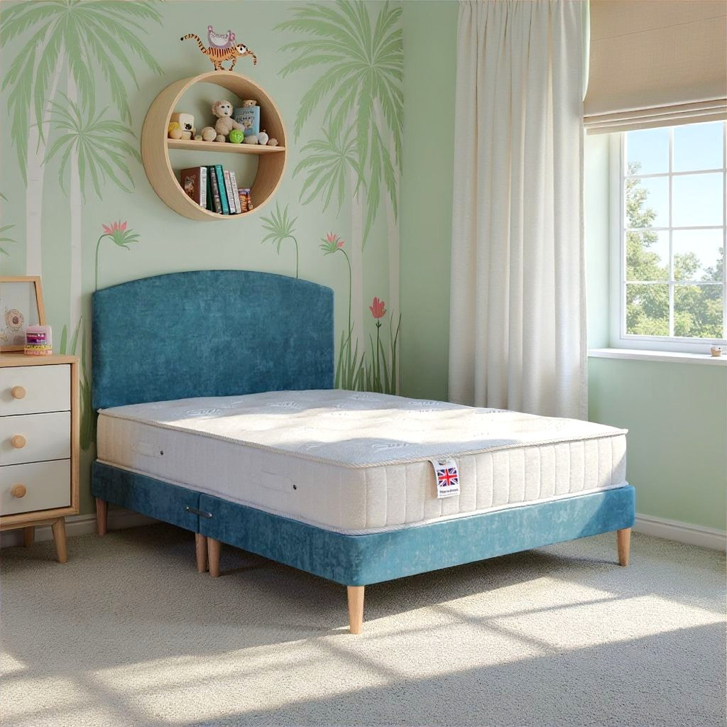 Kids Low Divan Bed Base on Wooden Legs