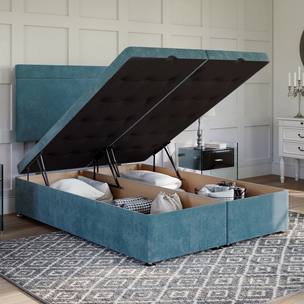 Lucca Ottoman Bed Set with Strutted Headboard