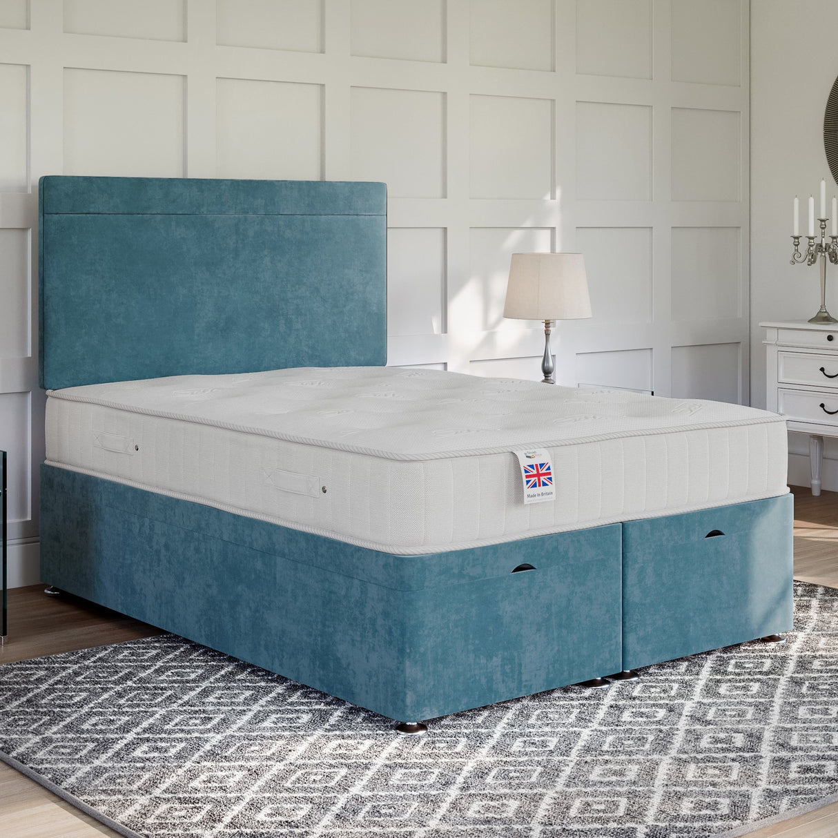 Lucca Ottoman Bed Set with Strutted Headboard