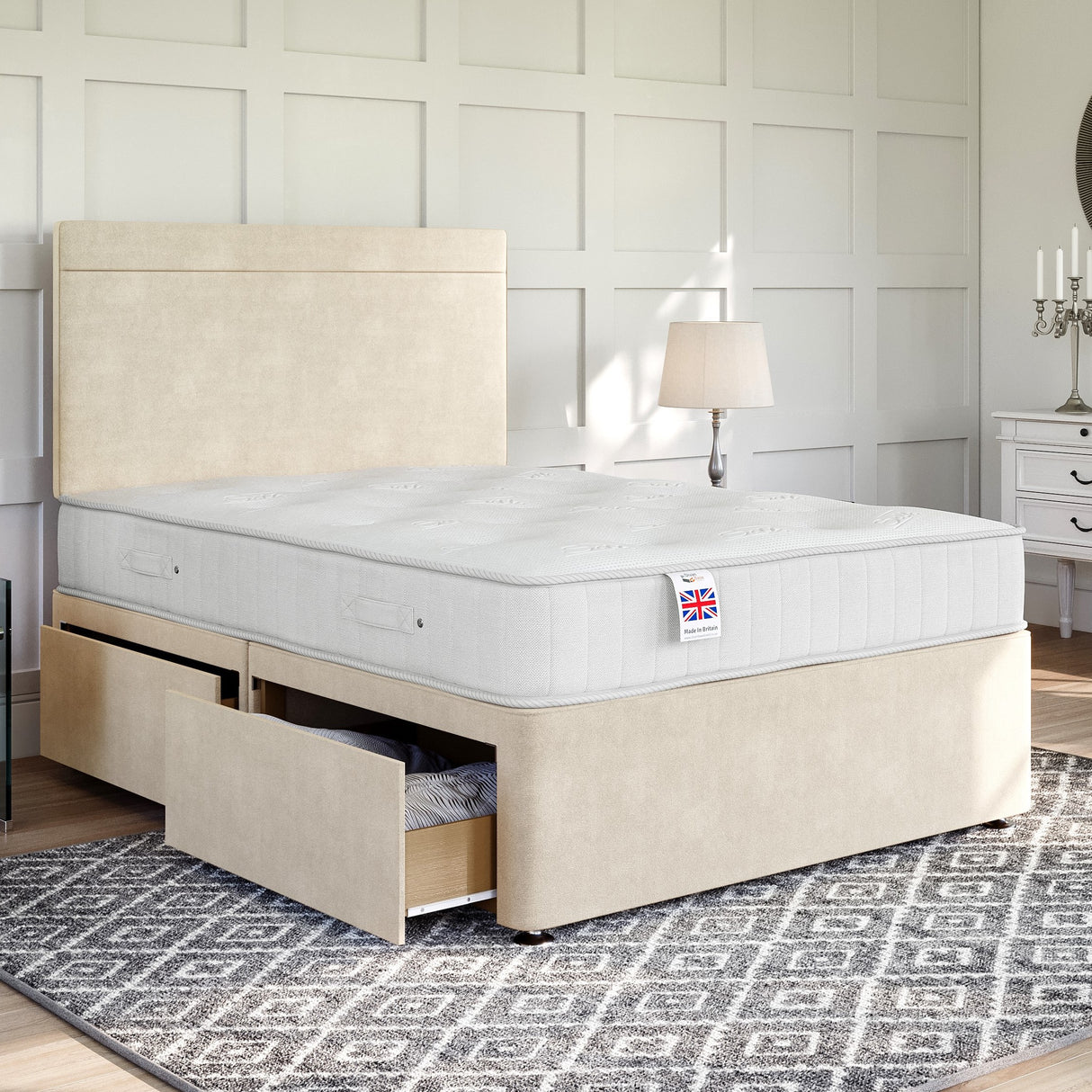 Lucca Divan Bed Set with Strutted Headboard