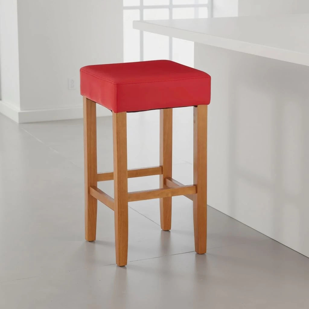 Westminster Red Solid Oak Bar Stool Pair CLEARANCE