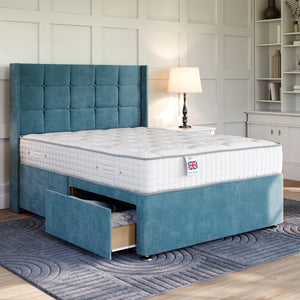 Sicily Divan Bed Set with Winged Floor Standing Headboard