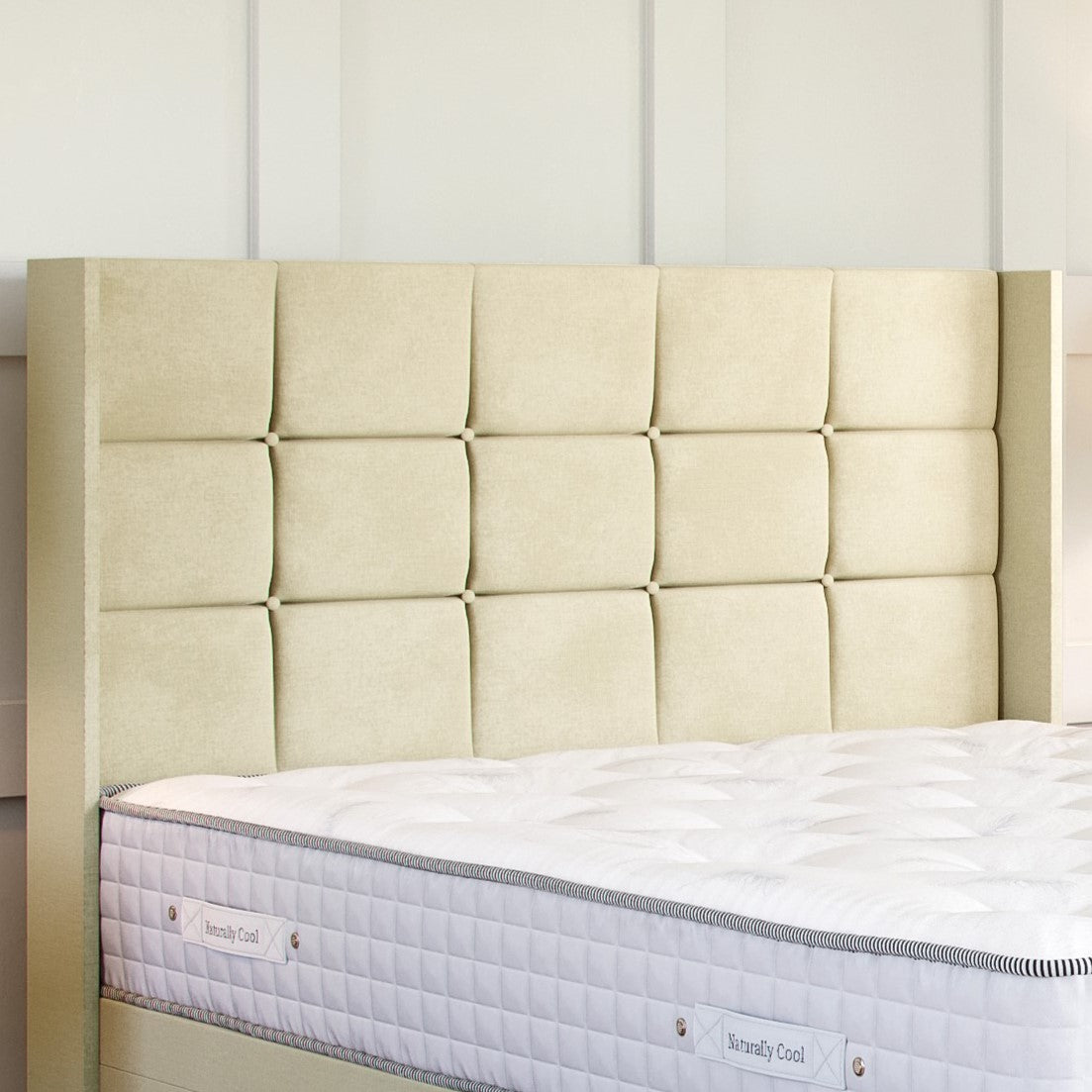 Sicily Ottoman Bed Set with Winged Floor Standing Headboard