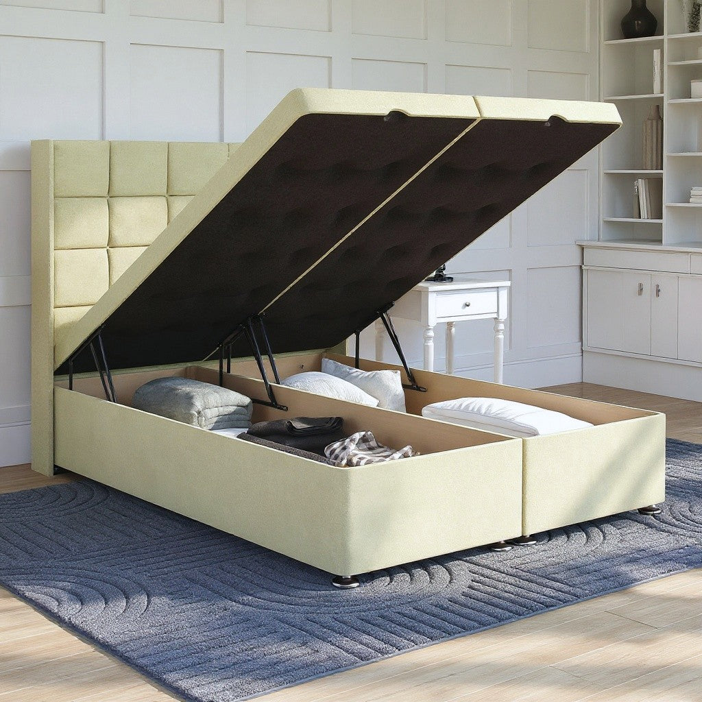 Sicily Ottoman Bed Set with Winged Floor Standing Headboard