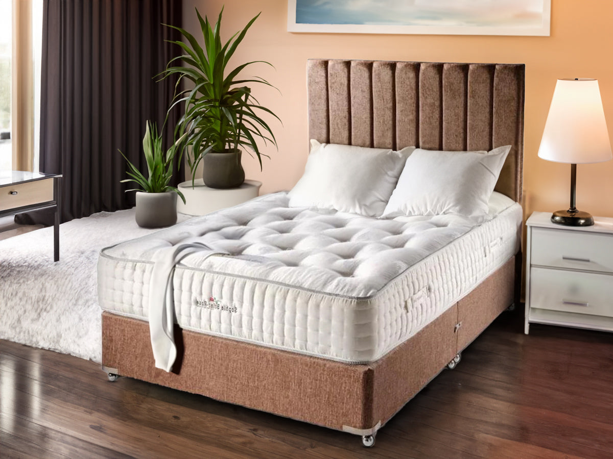 Hotel Sophia Briar-Rose Charlotte 1000 Pocket Sprung Natural Cotton Tencel Divan Bed Set