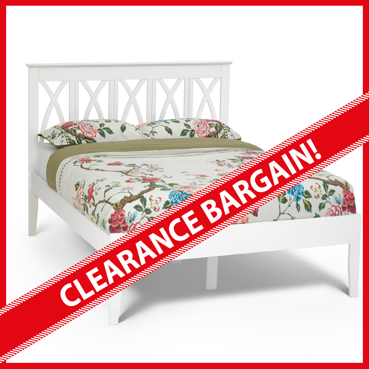 Victoria Opal White Wooden Bed Frame