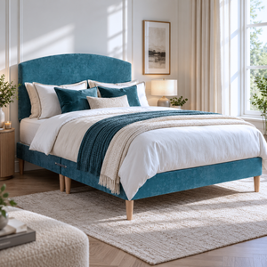 Low Divan Bed Base on Wooden Legs