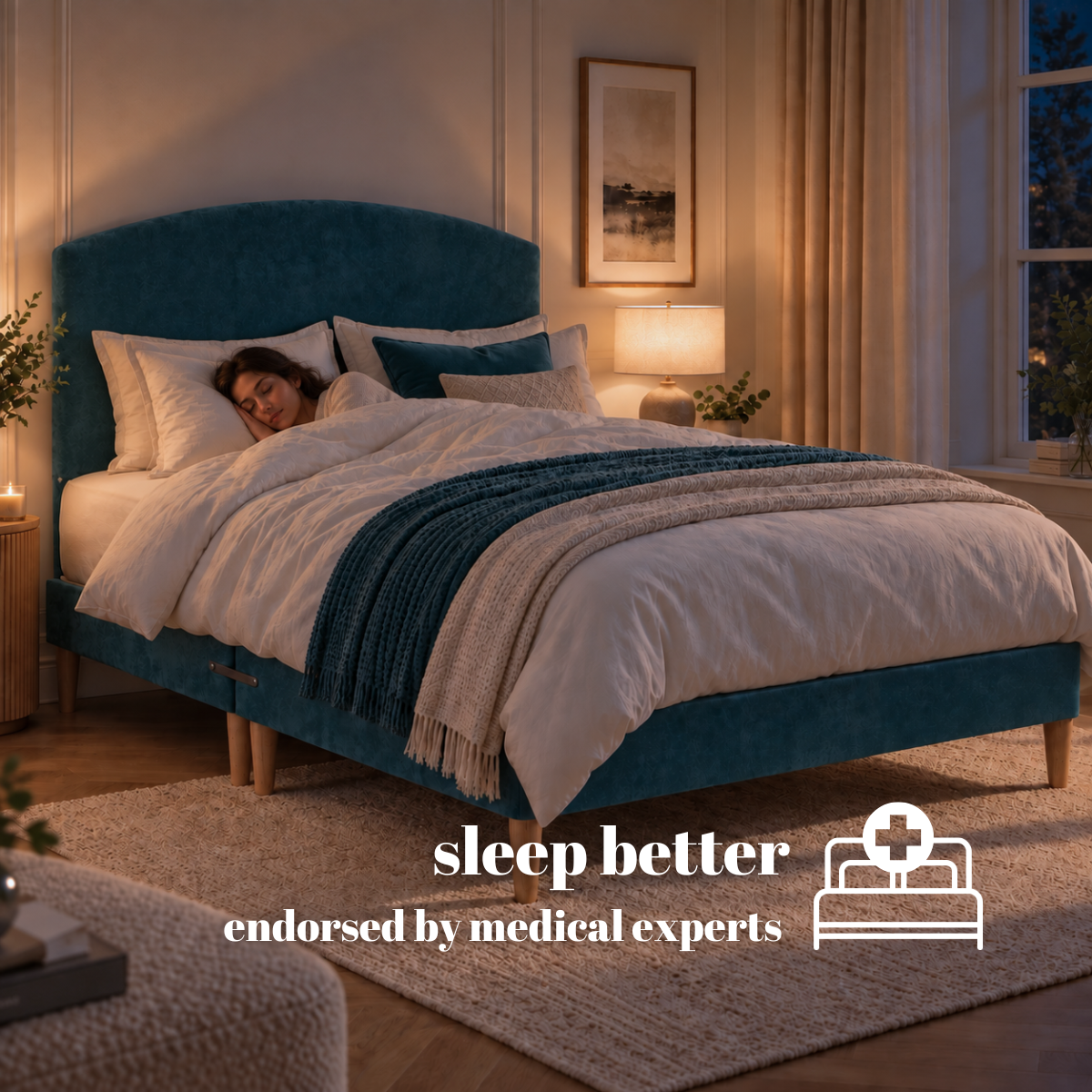 Low Divan Bed Base on Wooden Legs