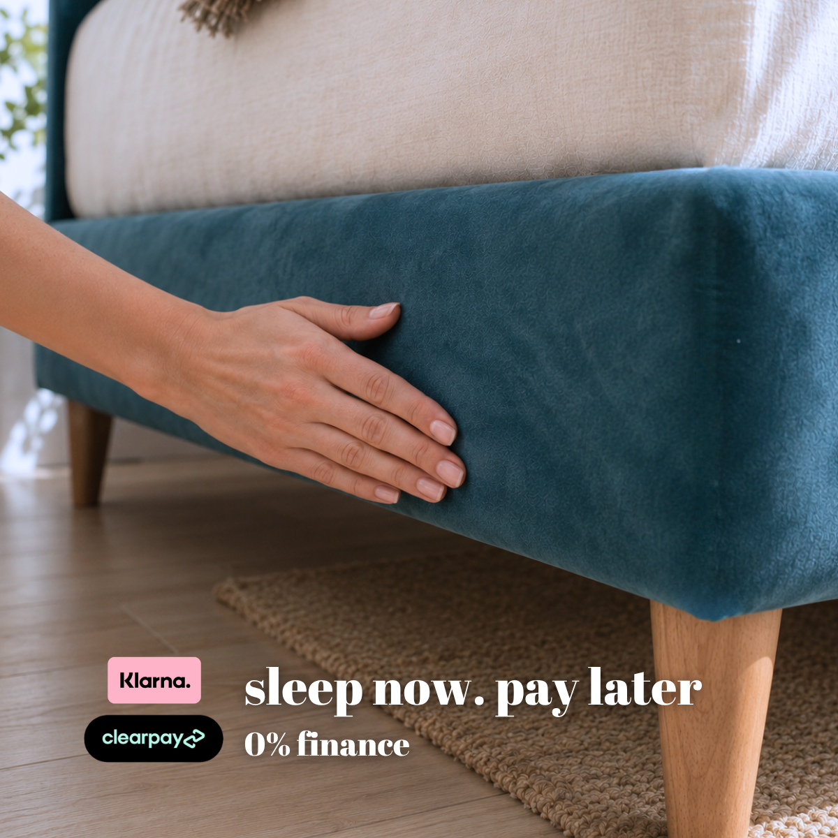 Low Divan Bed Base on Wooden Legs