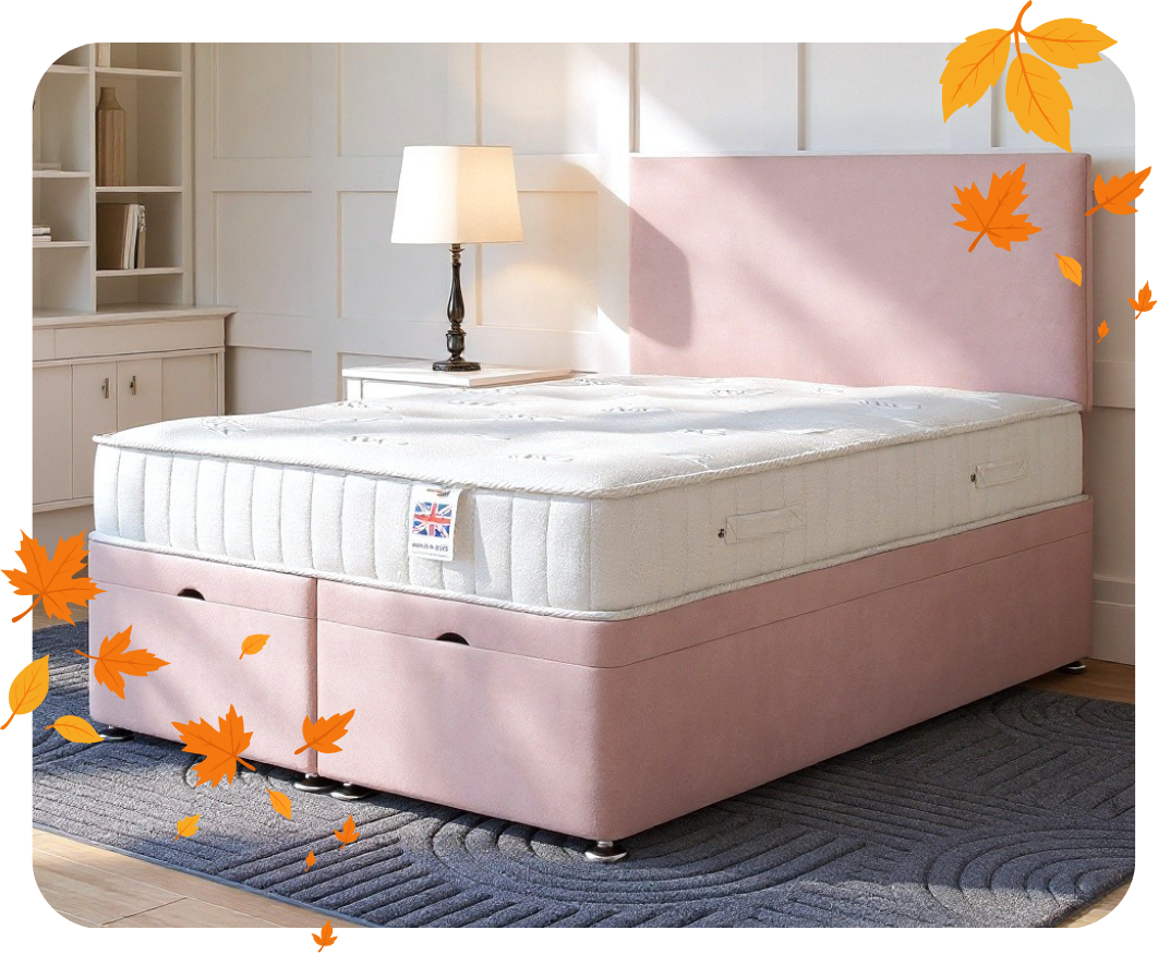 Comfortable mattress in styled bedroom