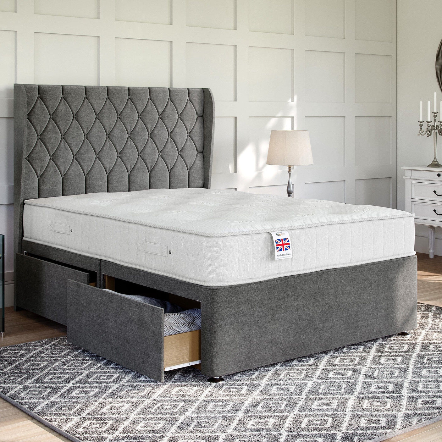 Grey Steel Platform Top Divan Bed Base | Divan Base Direct