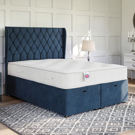 Buckingham Ottoman Bed Set with Winged Floor Standing Headboard Ottoman Bed Set Divan Base Direct 