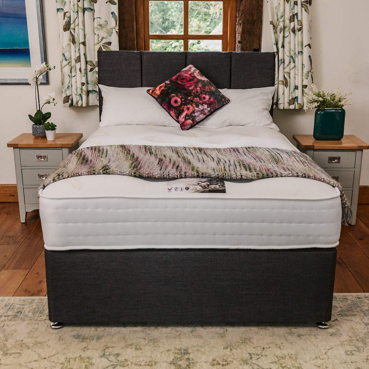 Cashmere Wool 1000 Pocket Sprung Hotel Divan Bed Set