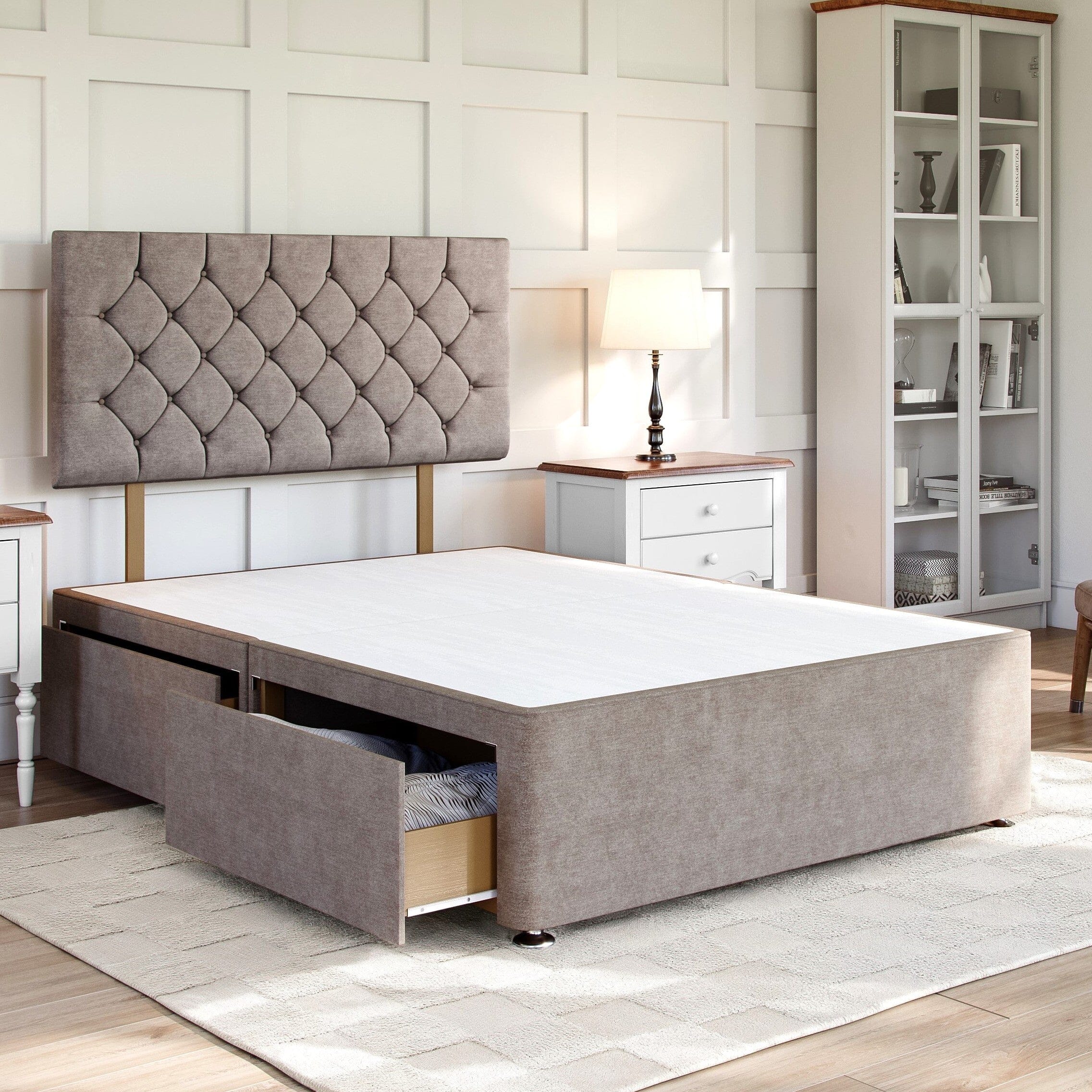 Chesterfield Divan Bed Set with Strutted Headboard Divan bed Divan Base Direct 
