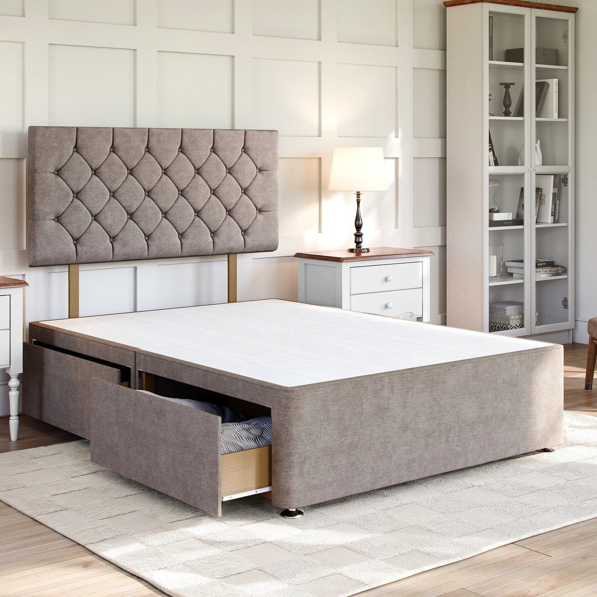 Chesterfield Divan Bed Set with Strutted Headboard Divan bed Divan Base Direct 