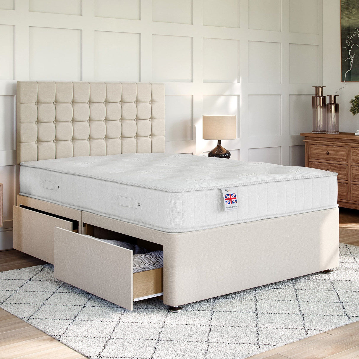 County Divan Bed Set with Strutted Headboard Divan bed Divan Base Direct 
