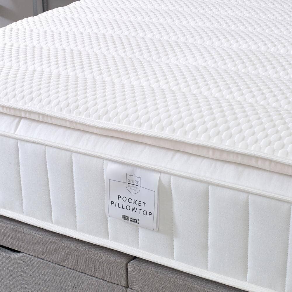 Hotel Shire Essentials 1000 Pocket Sprung Memory Foam Pillow Top Divan Bed Set Divan Bed Set Shire 