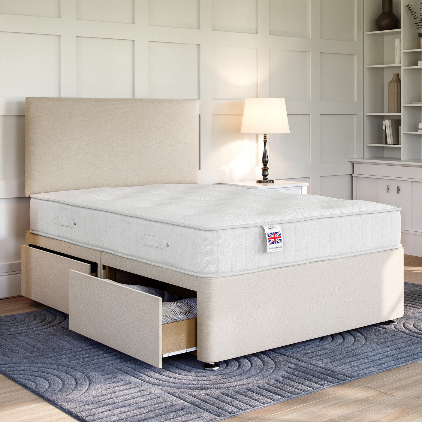 Cream Platform Top Divan Bed Base | Divan Base Direct