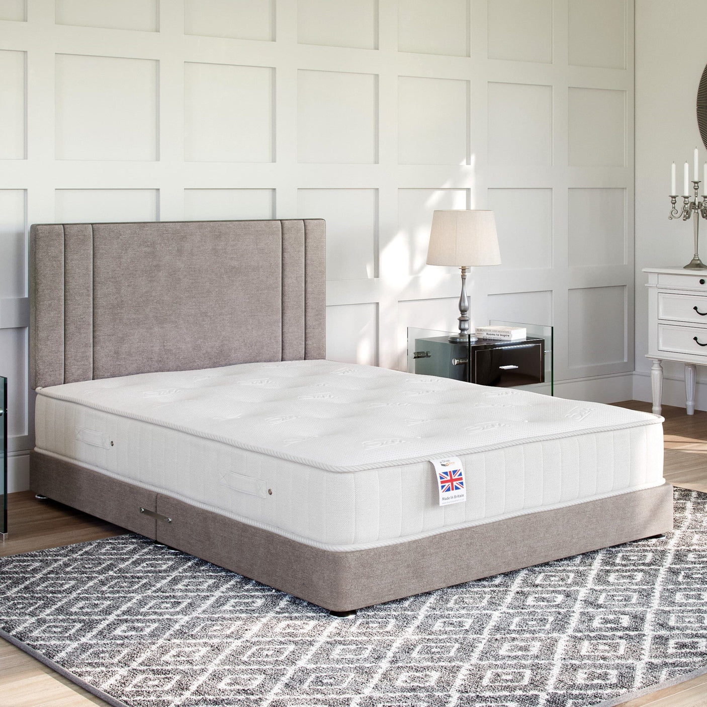 Low Divan Bed Base on Chrome Glides Arran Natural - 4ft 6'' Double CLEARANCE | Divan Base Direct
