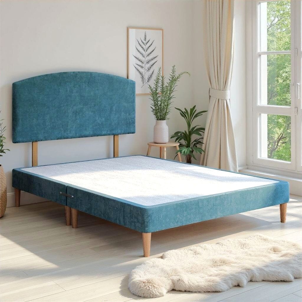 Low Divan Bed Base on Wooden Legs Gouache Smoke - 4ft 6'' Double CLEARANCE | Divan Base Direct