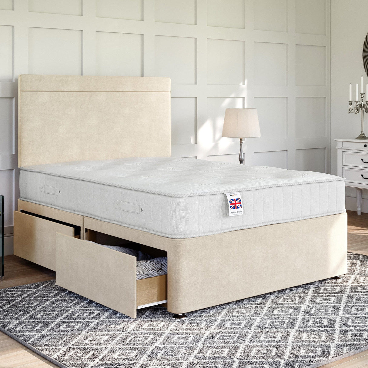 Lucca Divan Bed Set with Strutted Headboard Divan bed Divan Base Direct 