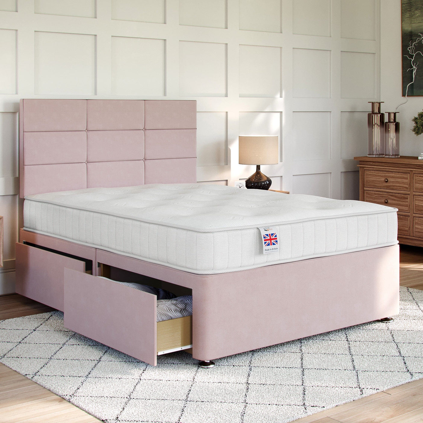 Pink Platform Top Divan Bed Base | Divan Base Direct