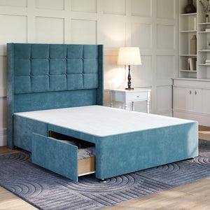 Sicily Divan Bed Set with Winged Floor Standing Headboard Divan bed Divan Base Direct 