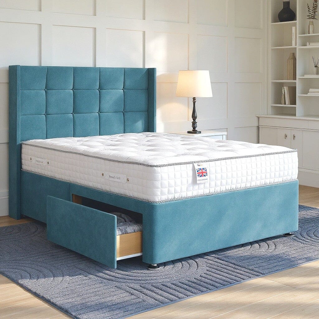 Sicily Divan Bed Set with Winged Floor Standing Headboard Divan bed Divan Base Direct 
