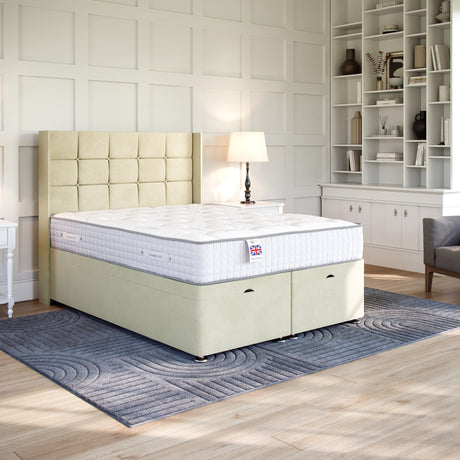 Sicily Ottoman Bed Set with Winged Floor Standing Headboard Ottoman Bed Set Divan Base Direct 