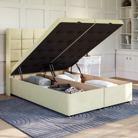 Sicily Ottoman Bed Set with Winged Floor Standing Headboard Ottoman Bed Set Divan Base Direct 