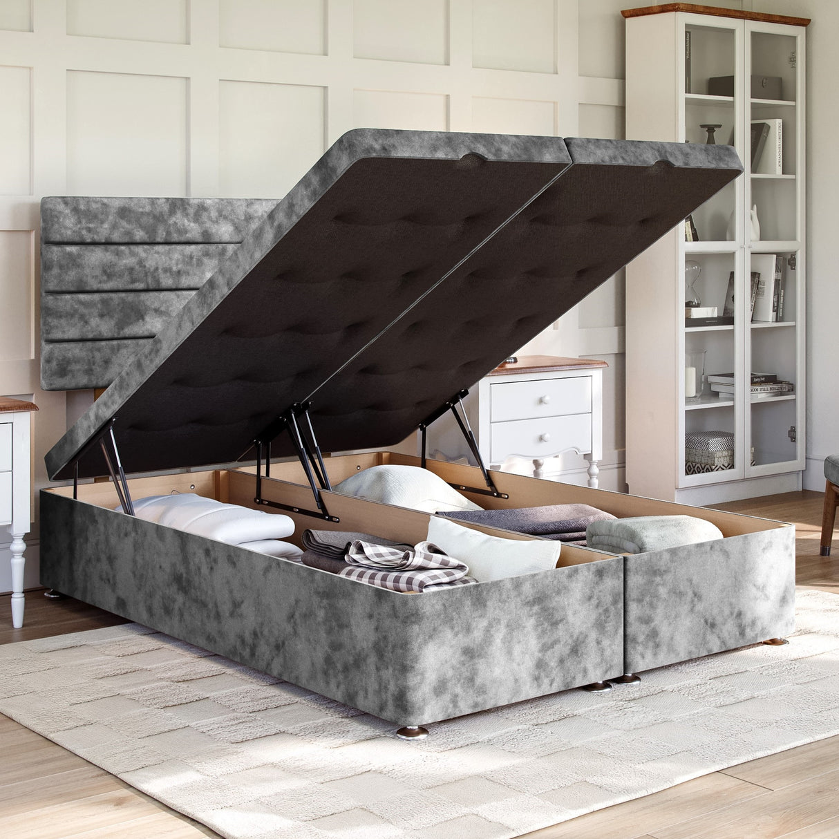 Sorrento Ottoman Bed Set with Strutted Headboard