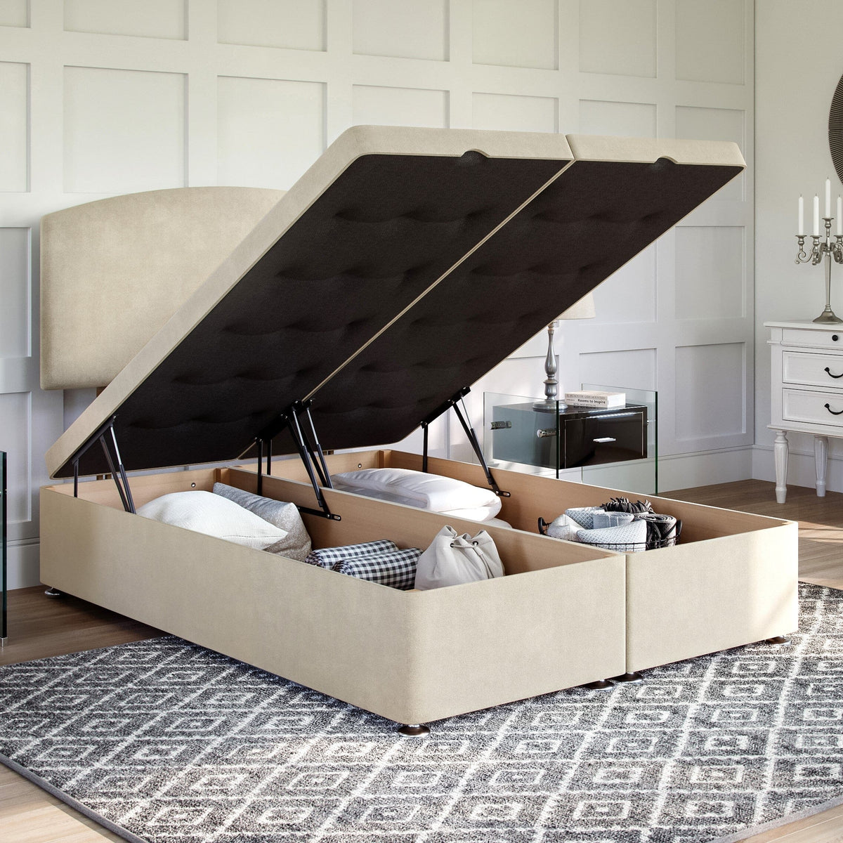 Wiltshire Ottoman Bed Set with Strutted Headboard Ottoman Bed Set Divan Base Direct 