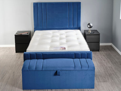 Titania Ottoman Storage Box Plush Marine - 4ft 6'' Double CLEARANCE