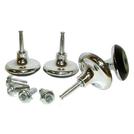 Set of 8 Chrome Bed Glides with Inserts