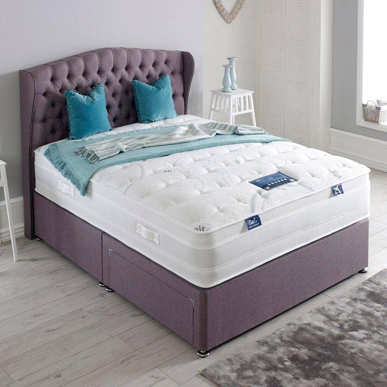 Dura Beds Air Plus Gel 2000 Pocket Sprung Gel Foam Divan Bed Set Divan Bed Set Dura 