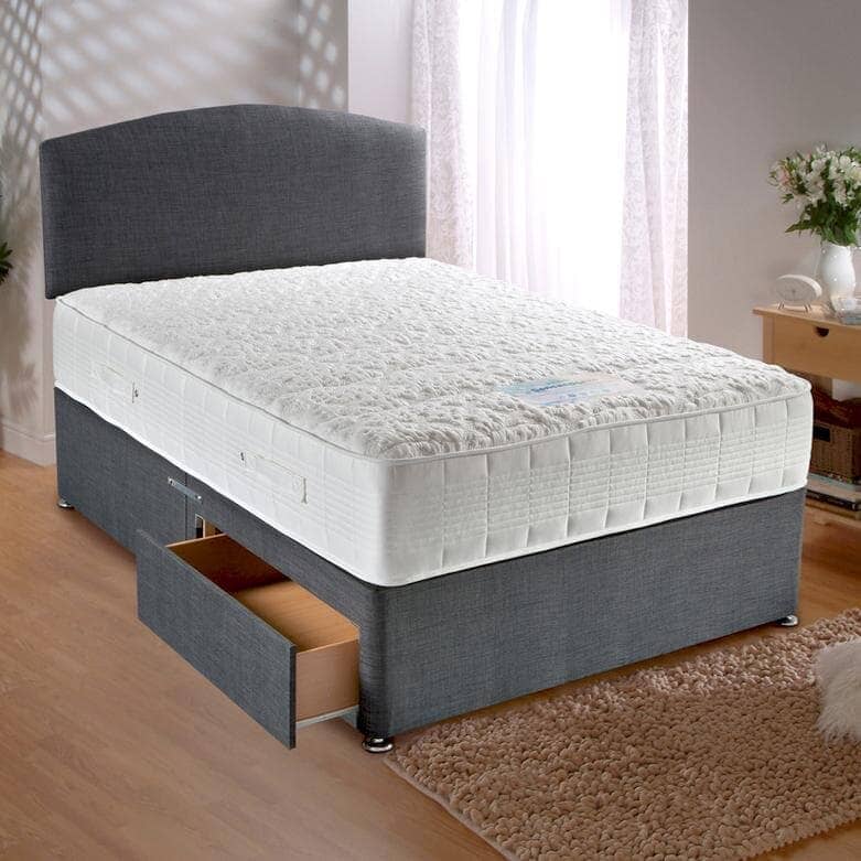 Dura Beds Sensacool 1500 Pocket Sprung Cool Blue Memory Foam Divan Bed Set Divan Bed Set Dura 