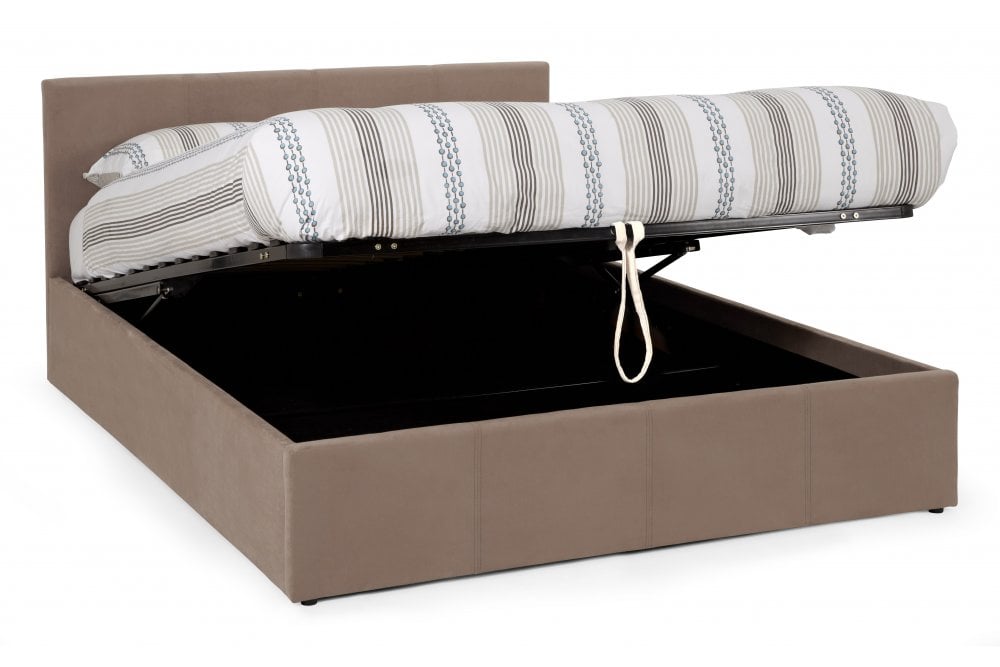 Madelyn Latte Fabric Ottoman Bed Frame