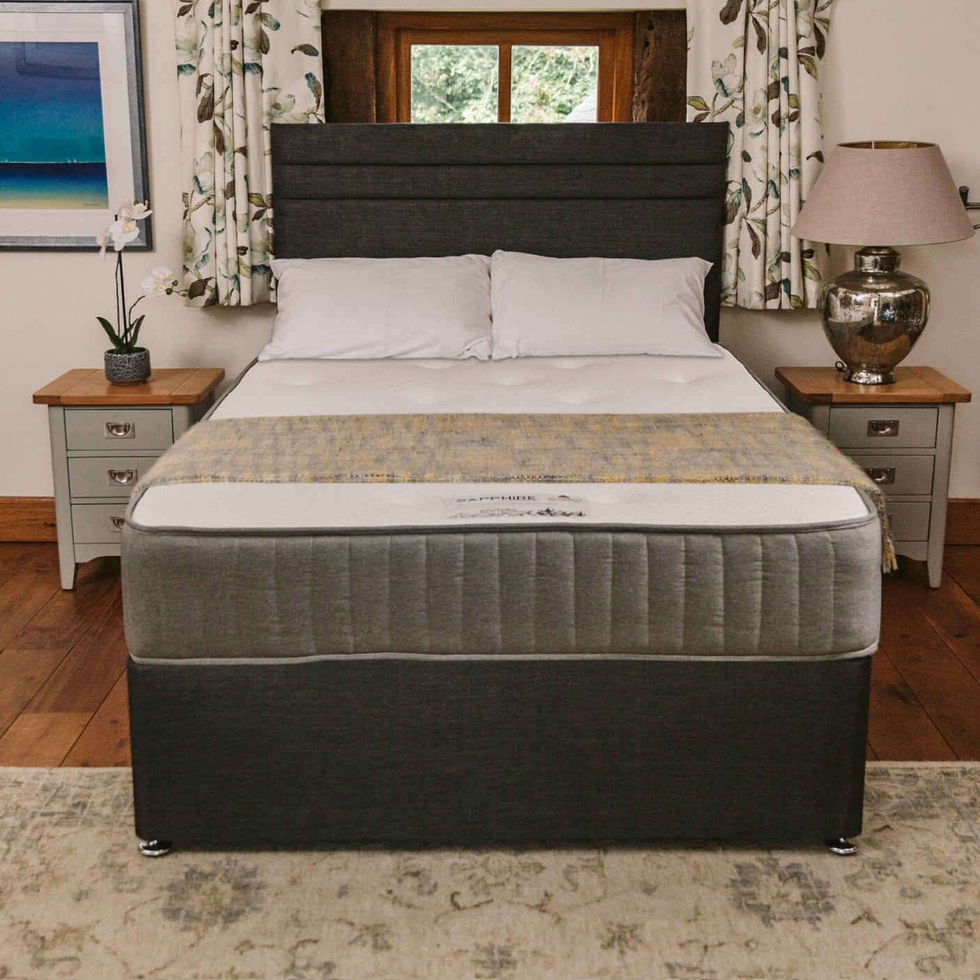 Sapphire Memory Foam Orthopaedic Sprung Divan Bed Set Divan Bed Set Divan Base Direct 