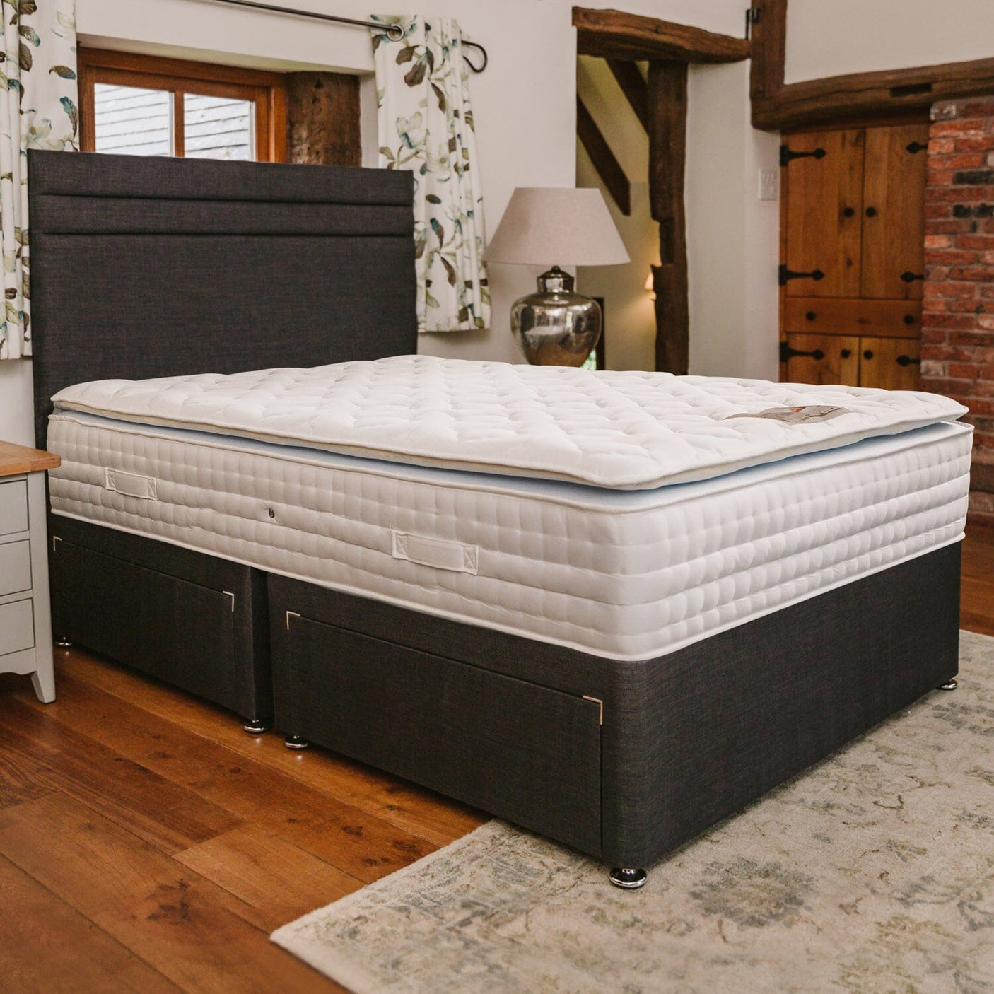Sophia Briar-Rose Nova 1000 Pocket Sprung Natural Fillings Cushioned Pillow Top Memory Foam Bed Set Divan Bed Set Divan Base Direct 